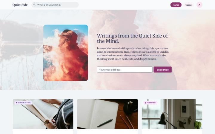 Quiet Side homepage