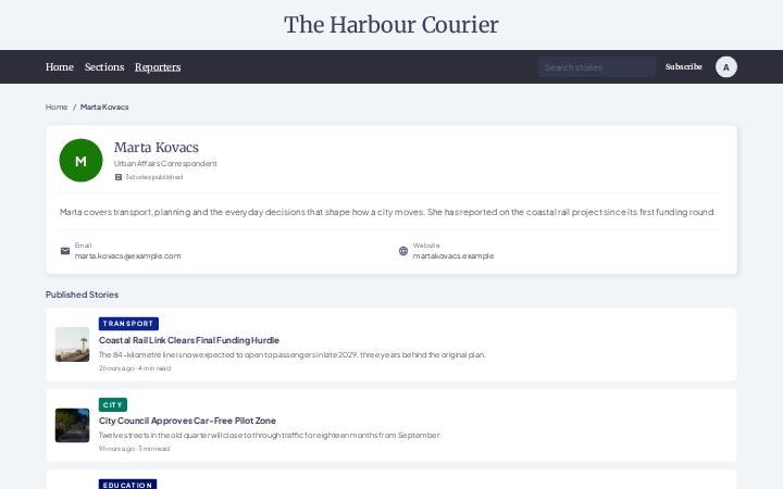 The Harbour Courier, Author Profile